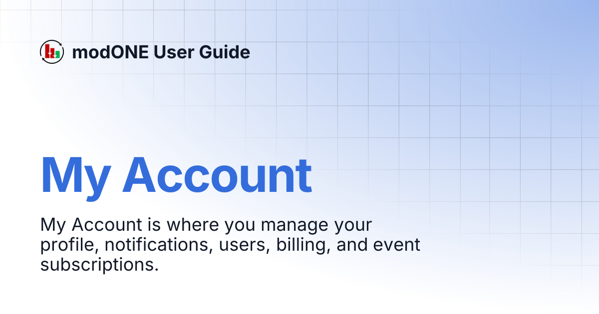 Manage My Account | modONE User Guide