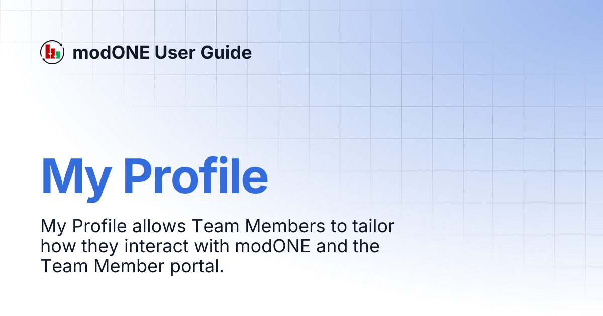 My Profile | modONE User Guide