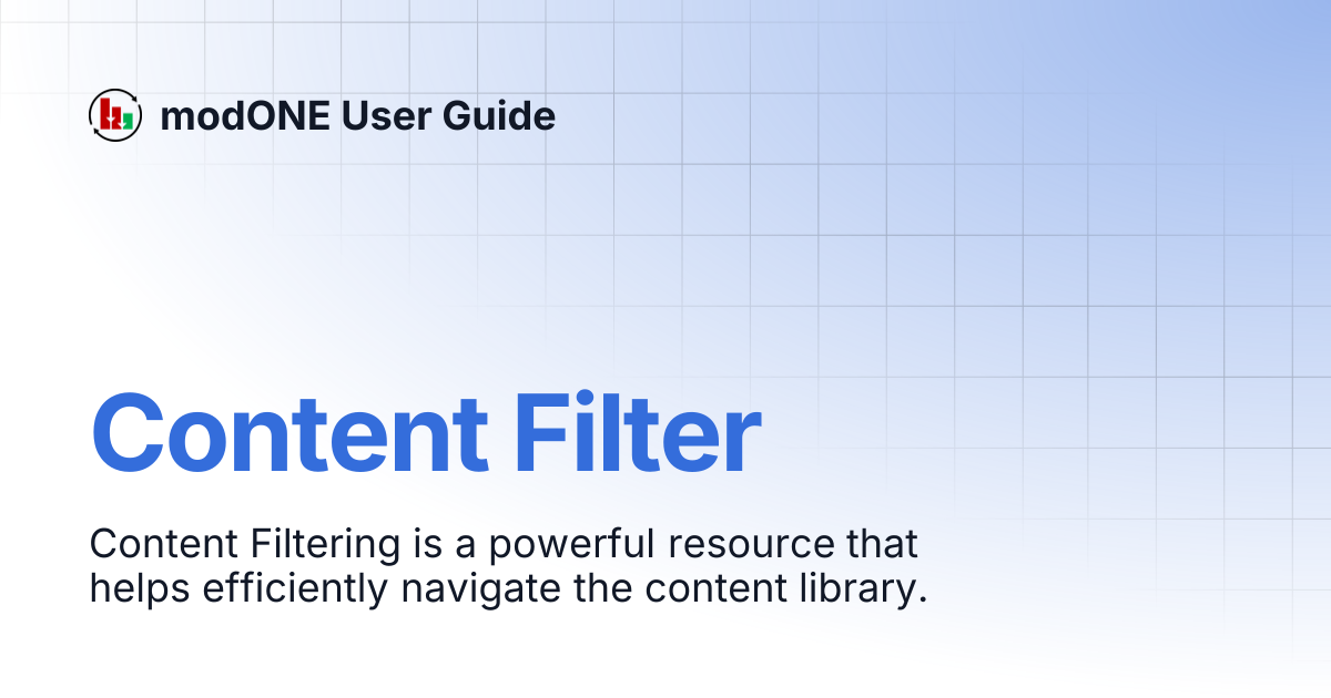 Content Filter | modONE User Guide