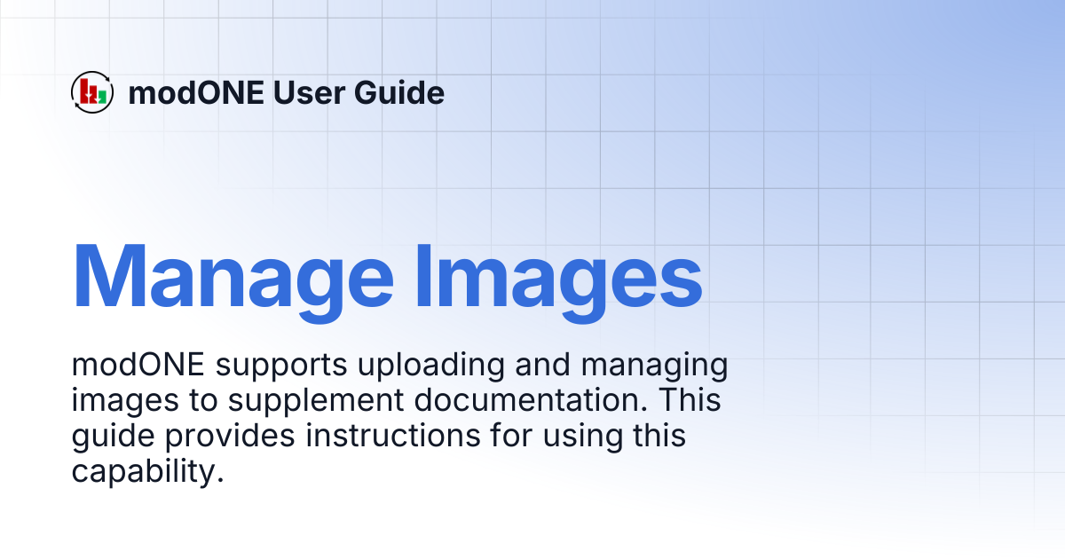 Manage Images | modONE User Guide