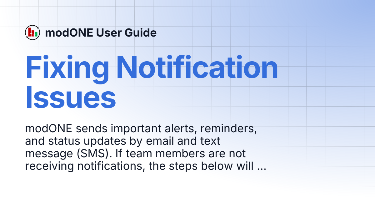 Fixing Notification Issues | modONE User Guide