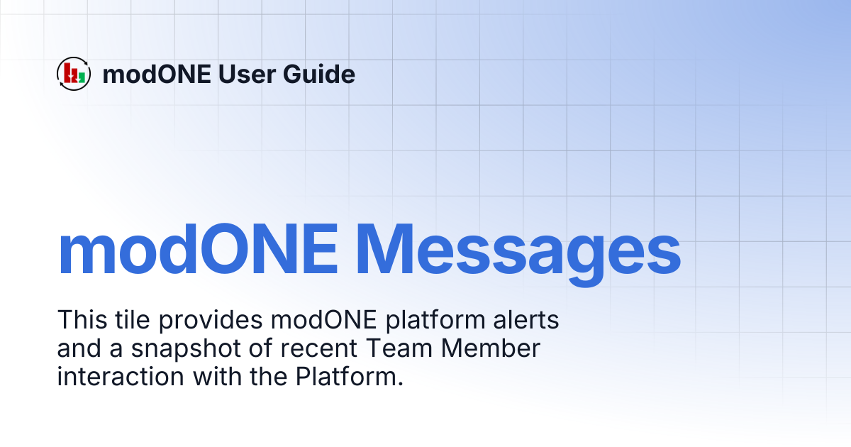 modONE Messages | modONE User Guide